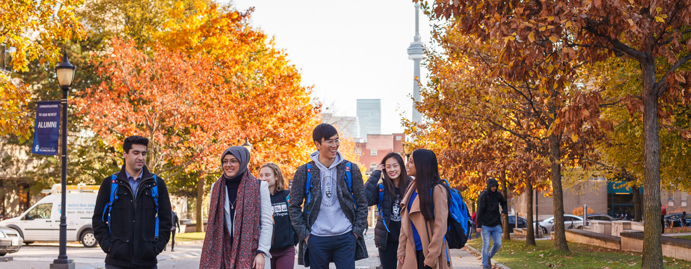 Students walk on St. George campus.