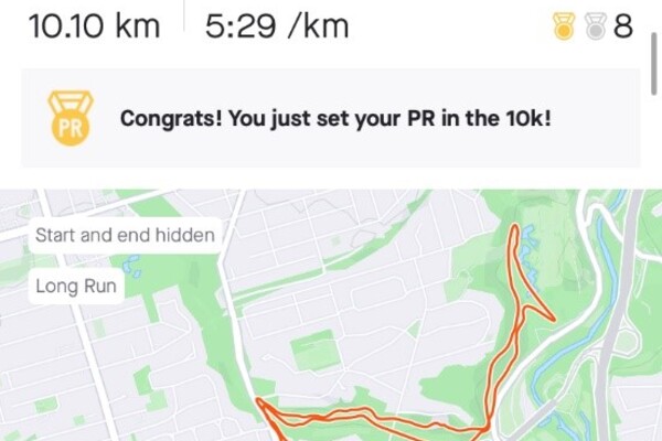 Map of running route