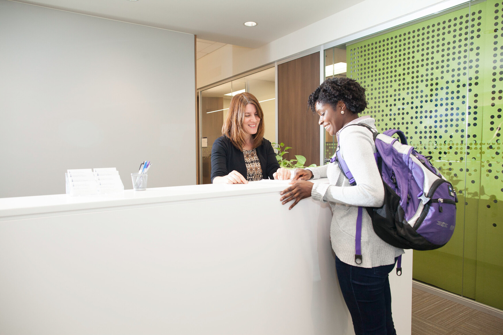 Student in the Enrolment Services Office